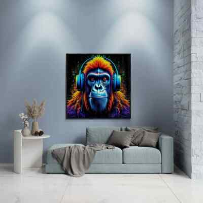 AFFE KUNSTWERK: Affe Wandbild Leinwand, Wildlife Leinwand