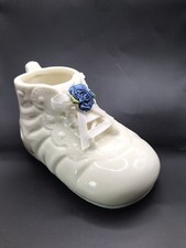 SINGLE VINTAGE 1980'S WHITE BABY SHOE BOY CERAMIC