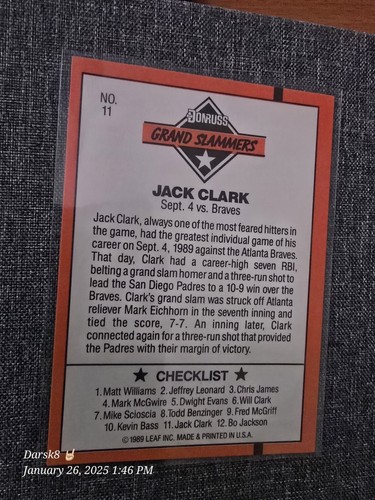 1990 Donruss - Grand Slammers Complete Set; Bo Jackson/McGuire - Picture 22 of 24