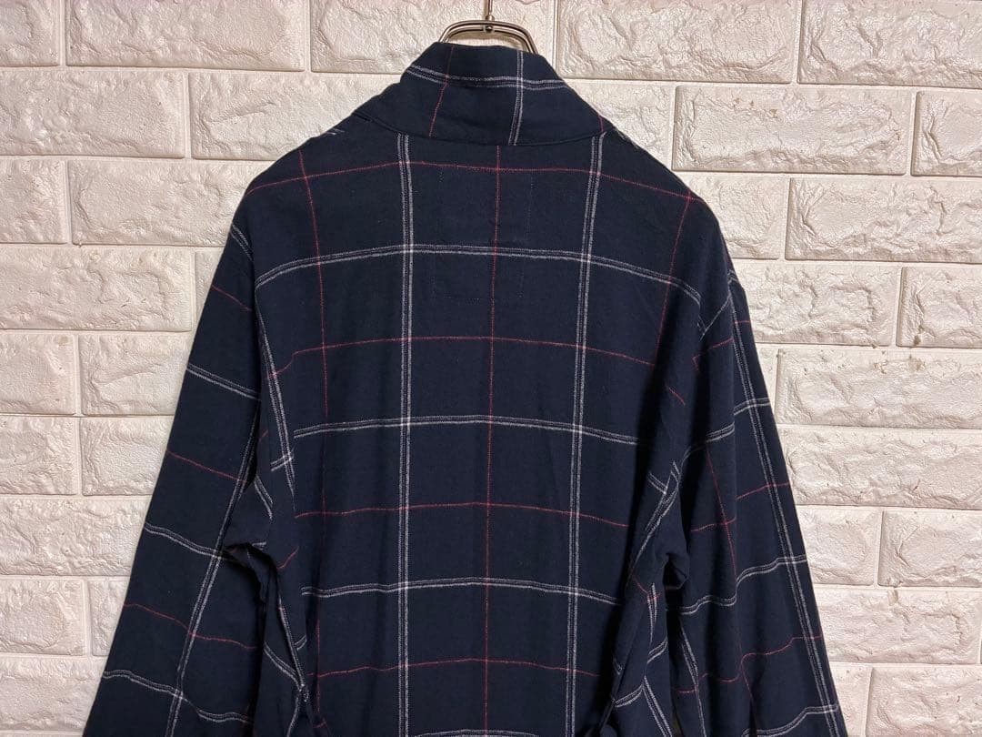 179 Checked Long Sleeve Buttonless Jacket Cotton … - image 11