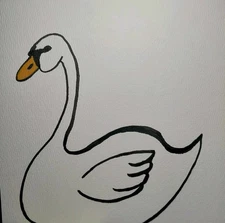 Gat Original Painting Whimsical Modern Paintings Lake Bird Signed Swan Duck 8x8