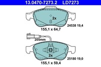 Ate Bremsbelagsatz, Scheibenbremse 13.0470-7273.2 FüR Alfa Romeo