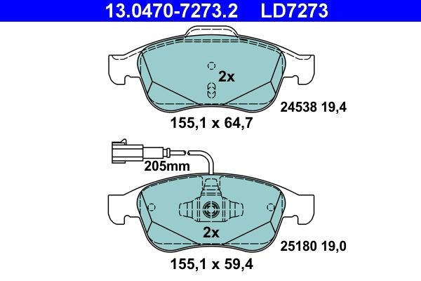 Ate Bremsbelagsatz, Scheibenbremse 13.0470-7273.2 FüR Alfa Romeo-image