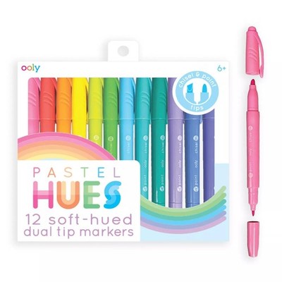 Ooly Pastel Hues Dual Tip Markers - Set of 12 1 Count (Pack 12), 