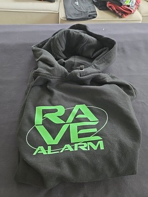 Neon Green Rave Alarm   Size Medium Hoodie