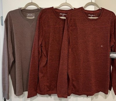 Eddie Bauer Lot Of 3 Men s XL (2 Jetway, 1 Waffle), L/S Crew Neck Pullover Shirt