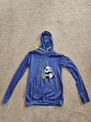 Anvil Cafe Press Girls Long Sleeve Womens Navy Small Panda eating bamboo Hoodie