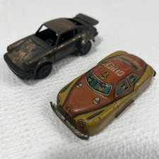Vintage Japan Tin Chief Fire Dept C254 Car  Porsche 911 Sharpener Metal Car Lot