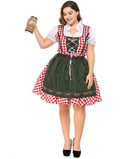Women German Dirndl Dress, Plus Size Serving Girl Oktoberfest Costumes XXL