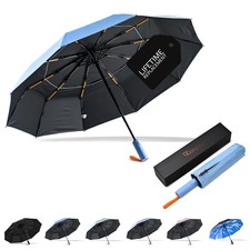 43" Travel Umbrellas for Rain - Large Windproof Double Canopy Umbrella, 10 Du...