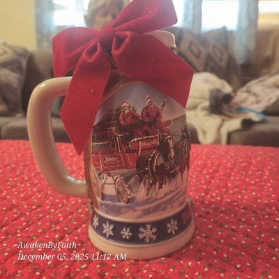 Vintage Budweiser Holiday Christmas Ceramic Beer Stein Mug Collectible Lot Of 16