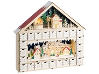 Led-Weihnachtsdekoration Holz-Adventskalender In Hausform Batteriebetrieben Hell