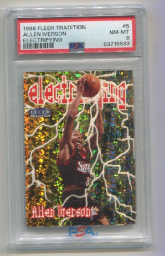 1998 Fleer Tradition - ALLEN IVERSON - Electrifying #5 - 76ers  PSA 8