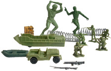 VINTAGE MIXED LOT SET OF 15 MARX PLASTIC TOY SOLDIERS  ACCESSORIES