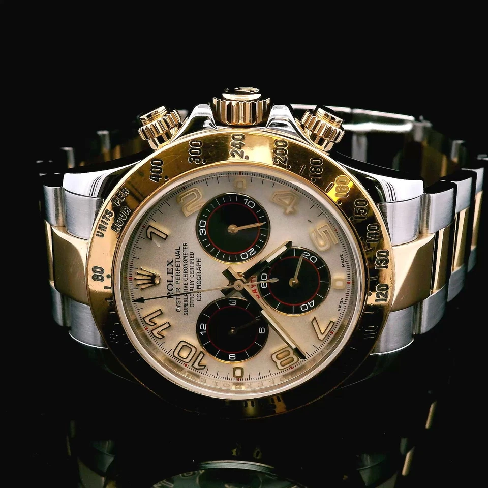 Rolex Daytona Cosmograph IVORY RACING 116523 18K Gold Steel Two-Tone Panda Watch - Image 3 of 4