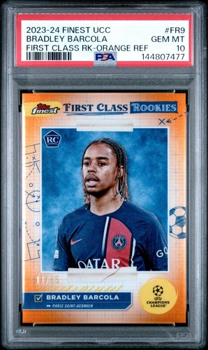 2023-24 TOPPS FIRST CLASS ROOKIES BRADLEY BARCOLA ORANGE REFRACTOR /25 | PSA 10