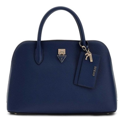 GUESS Patsie Two Compartment Satchel Handtasche Tasche Navy dunkelblau Neu