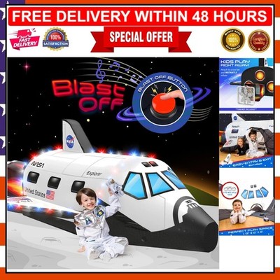 Easy-Inflate Space Shuttle Play Tent   LED Lights, Sounds for Kids' Adventures