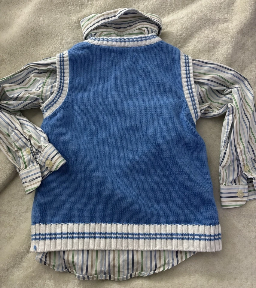 Chicos The Children’s Place Suéter Chaleco y Botones Combo Azul Talla 4 Foto 3 de 4