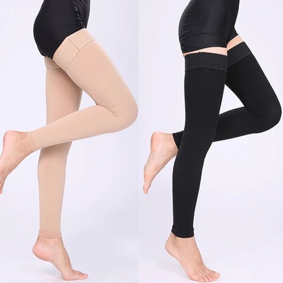 Thigh High Compression Stockings Footless Silicone Grip Top Firm Support