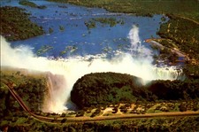 Victoria Falls Zimbabwe aerial view vintage unposted postcard m937