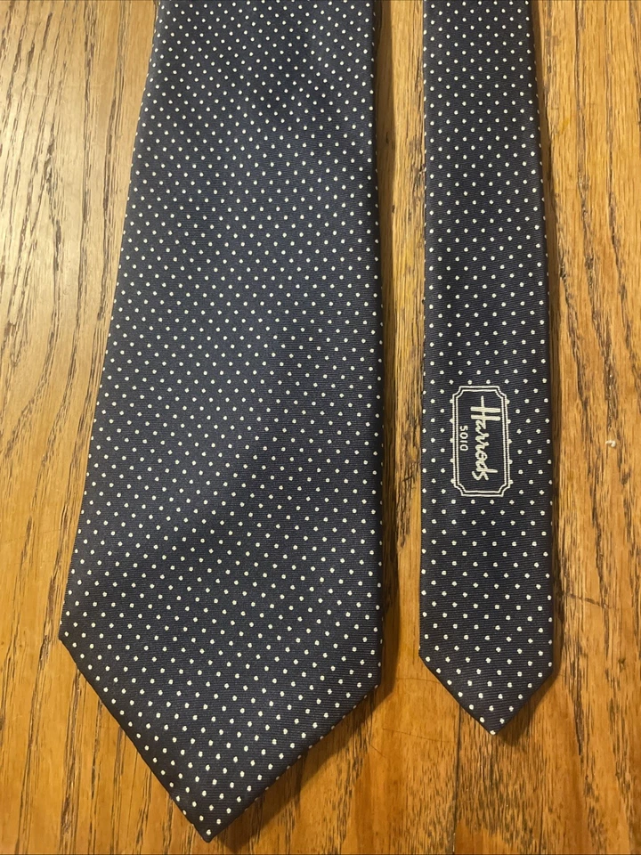 Corbata de seda Harrods vintage usada en excelente estado patrón de puntos para hombre Reino Unido hecha en Inglaterra Foto 4 de 4