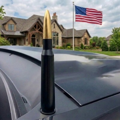 Premium .50 Caliber Gold Black Bullet Antenna 5.3'' Two-Tone 6061 Aluminum
