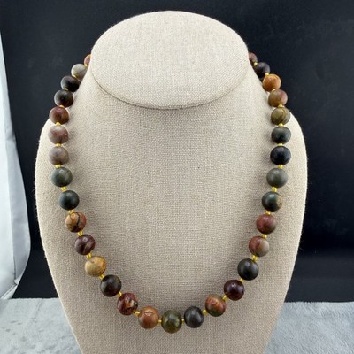 Modern Picasso Jasper Necklace Beaded  18 