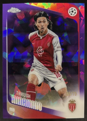 Takumi Minamino 2025-26 Topps Chrome UEFA Club Competitions Sapphire /75