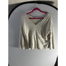 Madewell Cream V-Neck Sweater Medium Oversize...