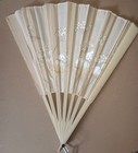 Antique Victorian 1890s China Leaves Hand Painted Silk & Lace Fan #10 — photo 6