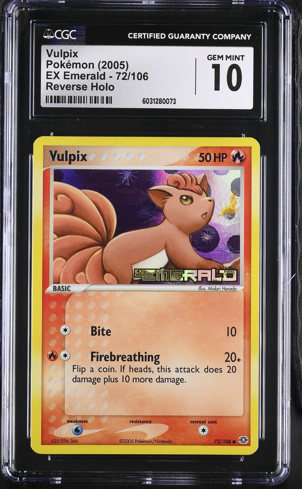 Vulpix 72/106 Reverse Holo EX Emerald Pokemon CGC 10 Gem Mint