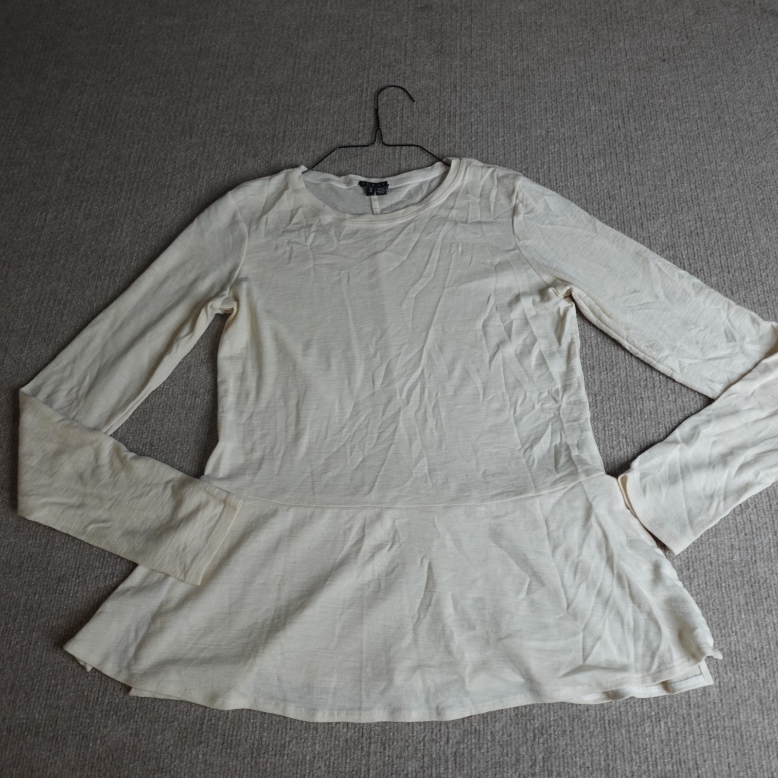 Theory Womens Sweater Medium Beige Solid 100% Merino Wool Malydie K