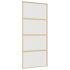 Sliding Door Interior Barn Gold Frosted ESG Glass and Aluminium vidaXL