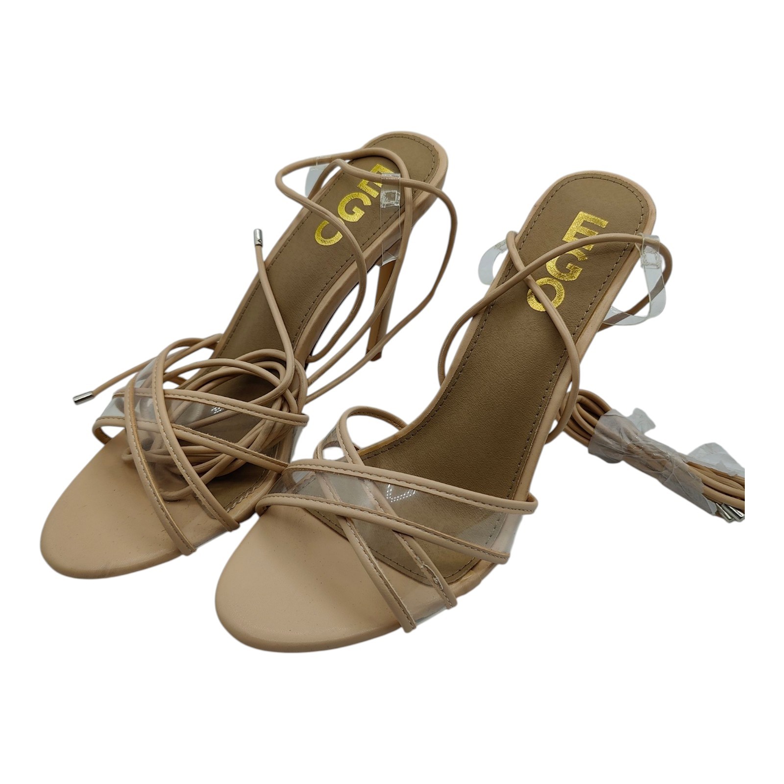 APL sandali donna ego tacco nudi skylar cravatta incrociata over strap misura 7 vestibilità ampia