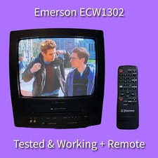 Emerson CRT TV VCR Combo 13" EWC1302 VHS Kitchen Gaming 2002 - Tested Working