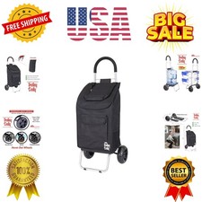 Trolley Dolly Black Foldable Shopping cart for Groceries with Wheels and Remo...