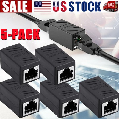 5 Pack RJ45 Inline Coupler Cat6 Cat5e Ethernet Network Cable Extender Connector 