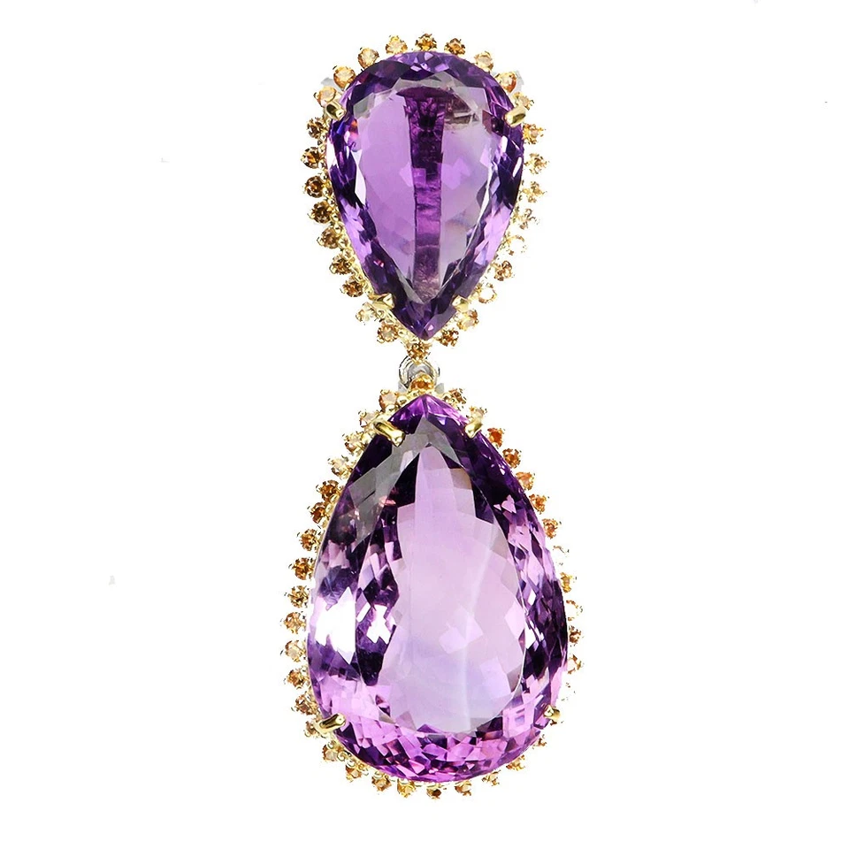 Colgante de plata de ley 925 pera amatista 145 quilates zafiro hecho a mano piedras preciosas Foto 2 de 4