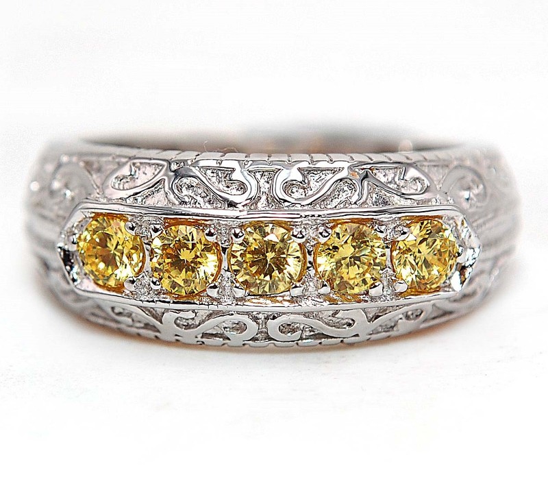 1CT Heat Treated Yellow Topaz 925 Solid Genuine Sterling Silver Ring Sz 9 NF1-7