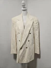 1980s CHRISTIAN DIOR MONSIEUR CREAM WOOL DOUBLE BREASTED BLAZER 44R