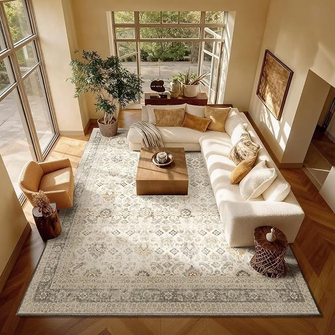 8x10 Area Rugs for Living Room, Boho Non-Slip Vintage Distress Large Rugs for Be