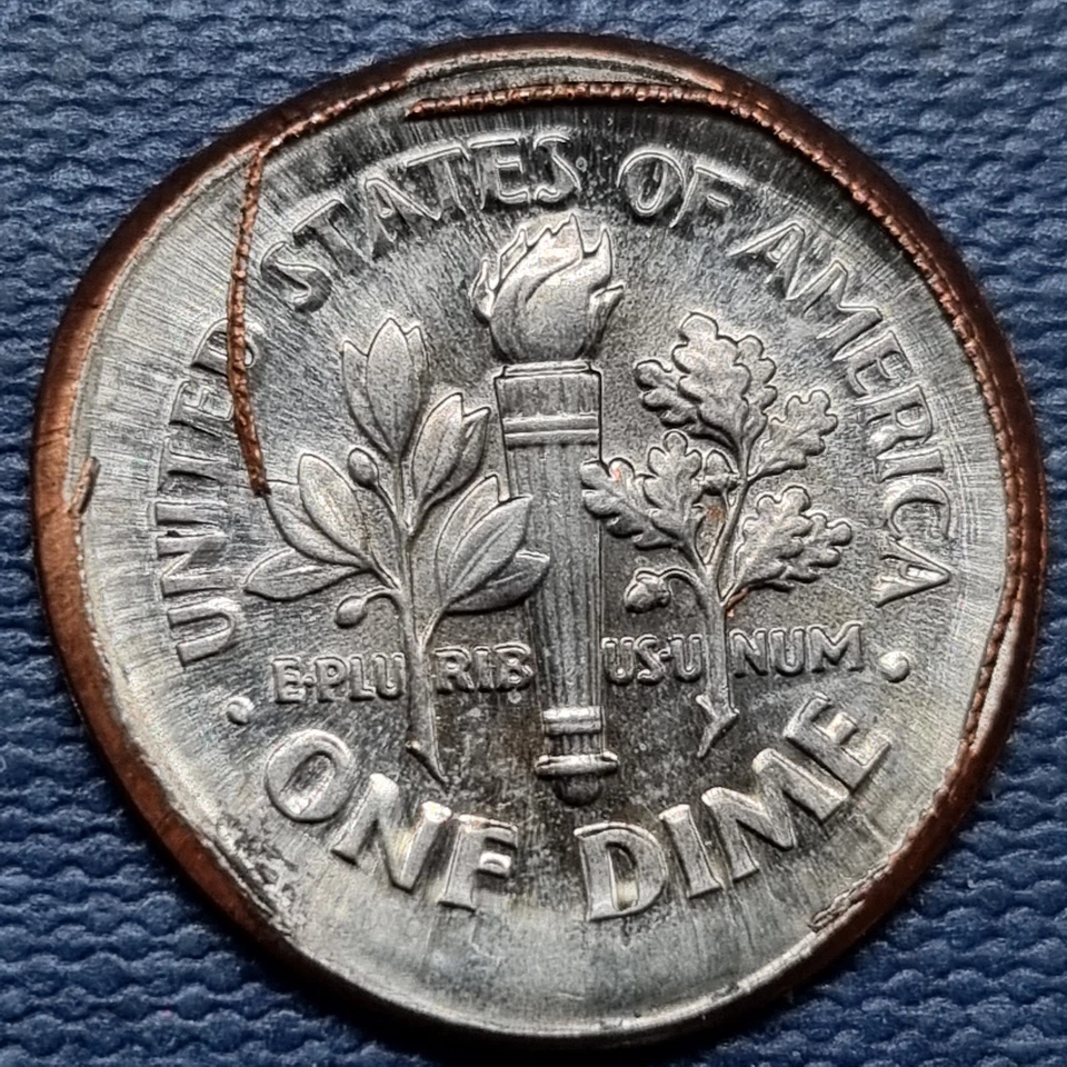 1998 P Roosevelt Dime 10c ERROR - Major + Deep Broad Strike Broadstruck  #96222 - Image 2 of 2