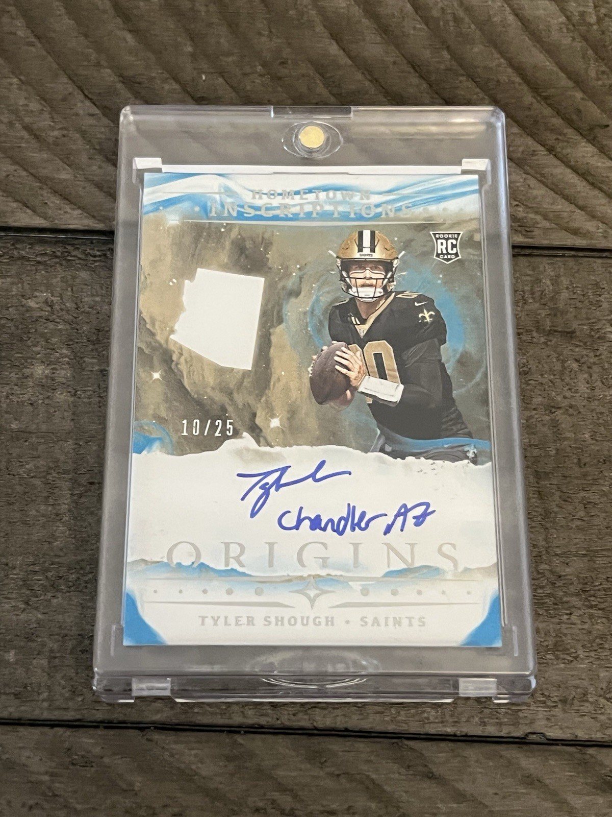 2025 Panini Origins - Rookie Auto Tyler Shough #RA-TSH Turquoise /25 (AU, RC)