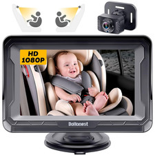 Baby Car Camera HD 1080P - Rear-Facing Car Baby Monitor with Night Vision, Adjus