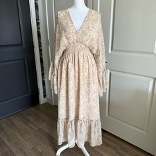 Dress Forum Boho Style Dolman Sleeve Kaftan Maxi Dress Size M