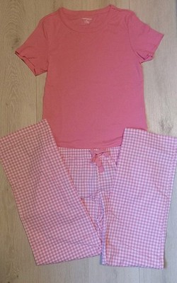 Amazon Essentials Women's M, Pink Pajama Set Short Sleeve Top and Pants - New!