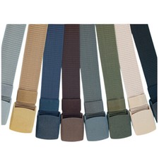 Men Solid Nylon Waist Belt Plastic Buckle Adjustable Canvas Military Waistband