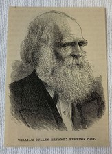 1877 small magazine engraving ~ WILLIAM CULLEN BRYANT New York Evening Post