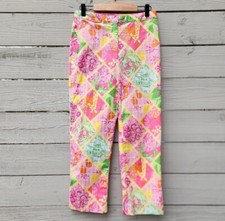 Vintage Lilly Pulitzer Cropped Straight Leg Pants Tropical Jungle Sz 2